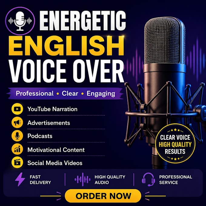 provide an energetic english voice over