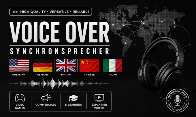 be your german, america, british,chinese, italy voice actor and synchronsprecher