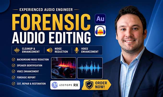 do forensic audio editing, cleanup using adobe audition, izotope rx 11, audacity