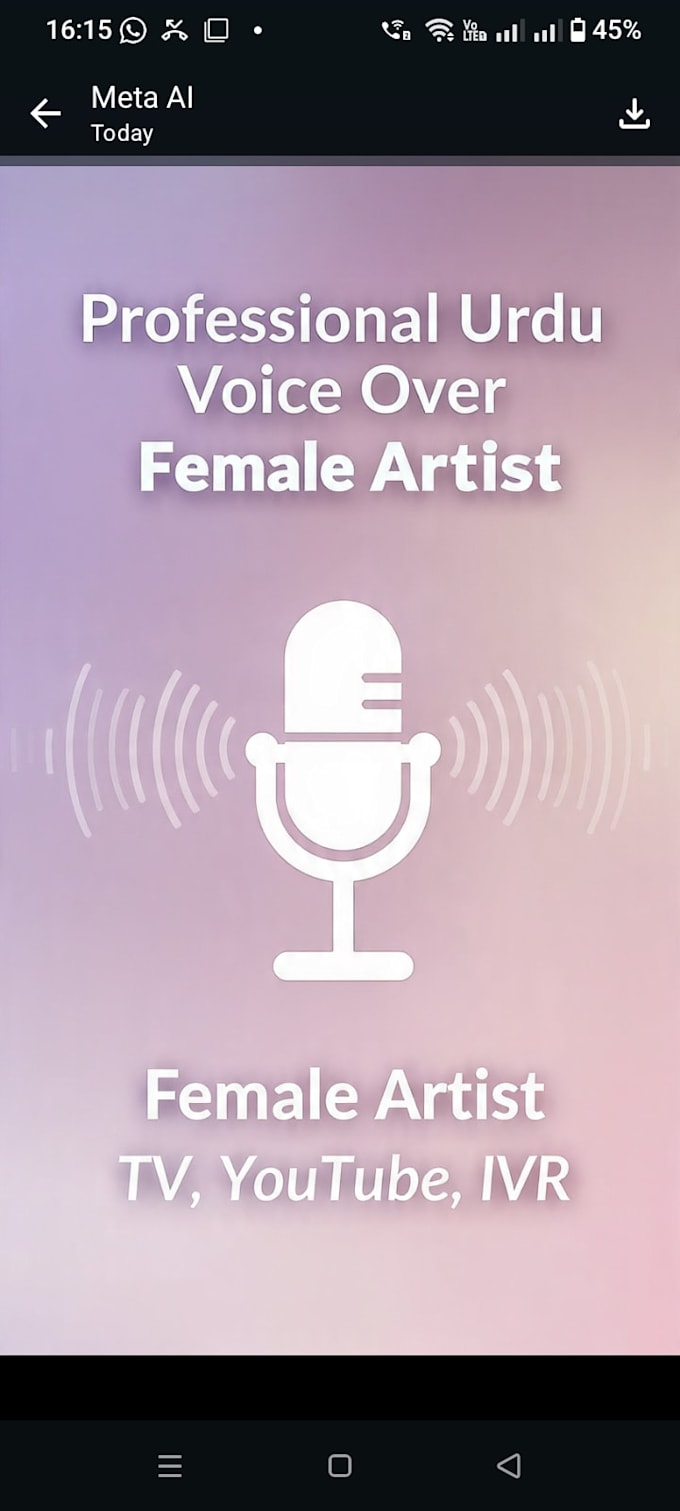 record a professional female urdu voice over