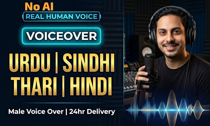 do urdu hindi sindhi thari voice over no ai real human guaranteed