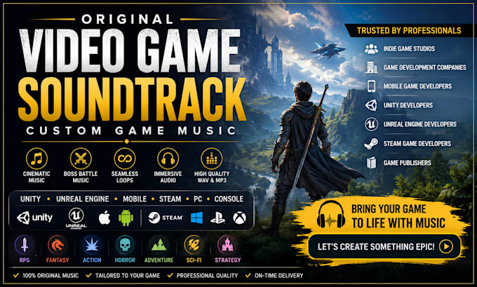 compose video game soundtrack for indie studios and game developers