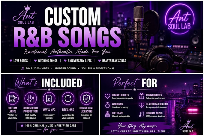 create a custom rnb love song for weddings, birthdays or special occasion