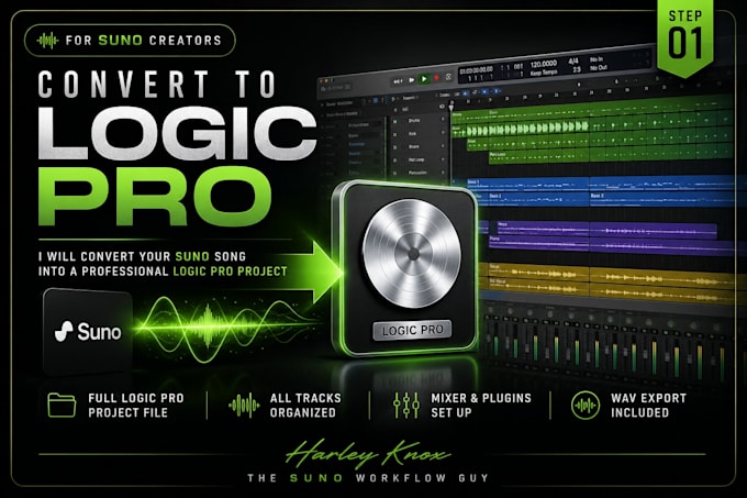 convert your suno song into a logic pro project file