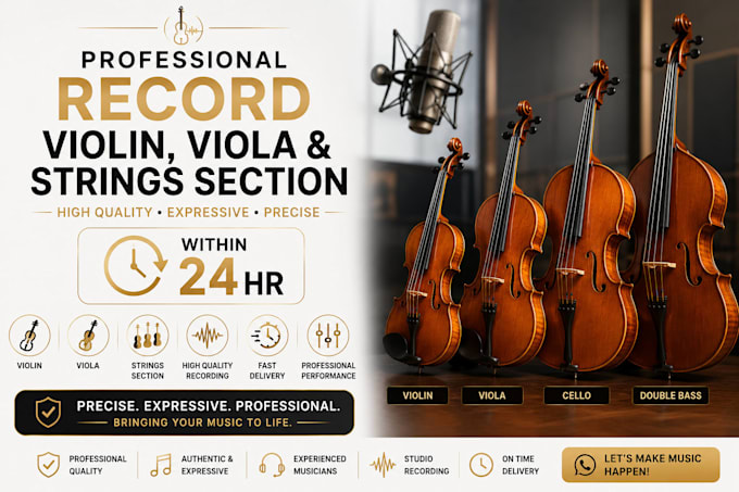 record violin viola, strings section within 24hr