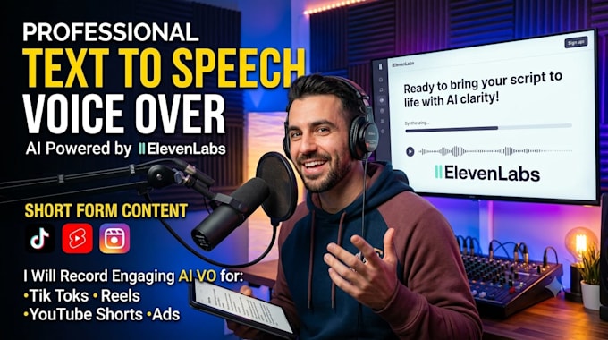 text to speech voice over using eleven labs