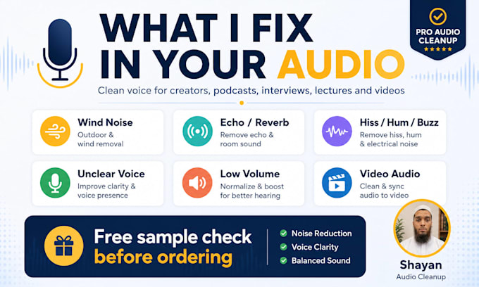 remove background noise, echo, wind, hum, and clean audio