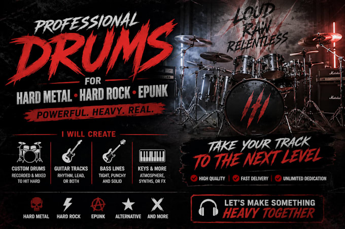 write custom alternative punk or distorted drum loops
