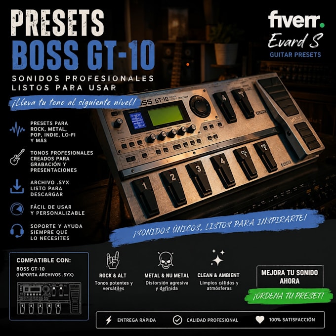 crearé presets de guitarra personalizados para boss gt10