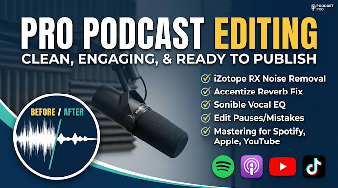 edit, clean, and master your podcast for spotify and youtube