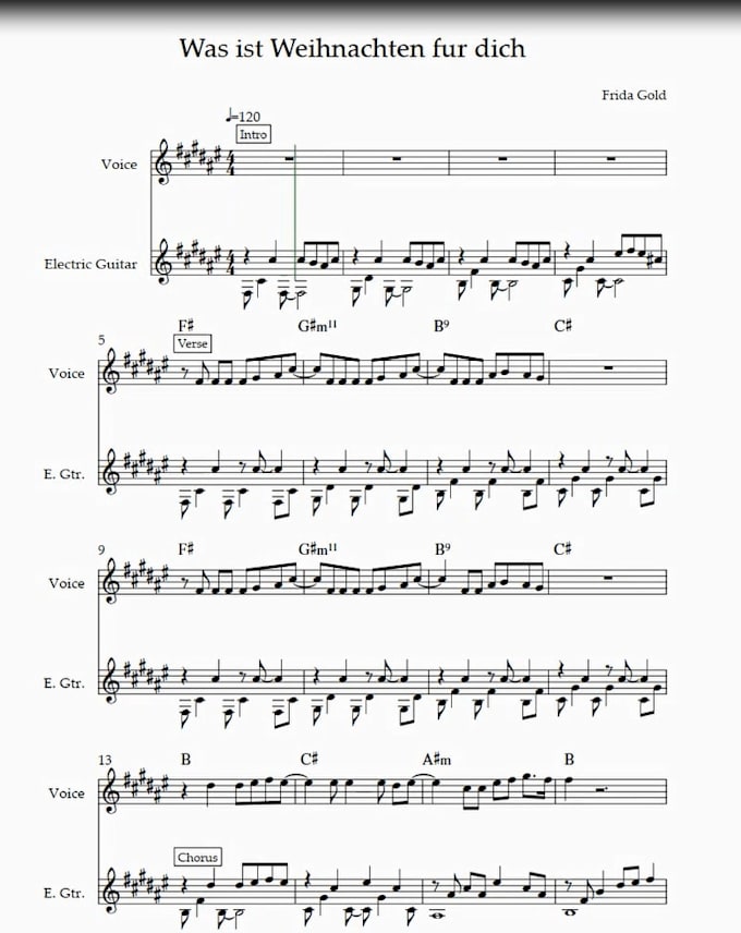 transcribe your song into professional sheet music