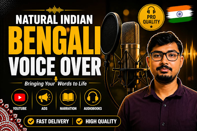 record a natural indian bengali voice over