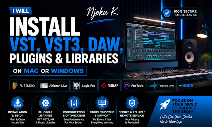 install vst, vst3, daw, plugins and libraries on mac or windows