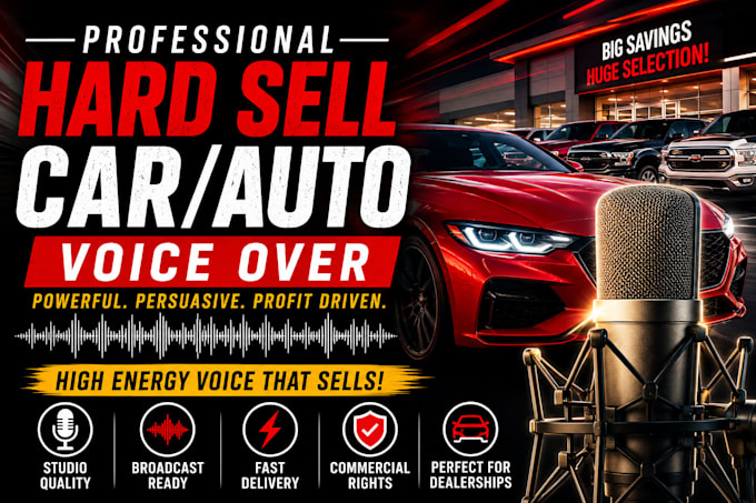 record professional hard sell car auto commercial voice over