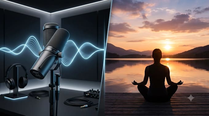 record guided meditation, affirmation, mindfulness, calming voice over narration
