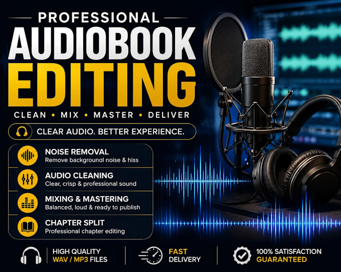 produce a professional audiobook with high quality editing and mastering