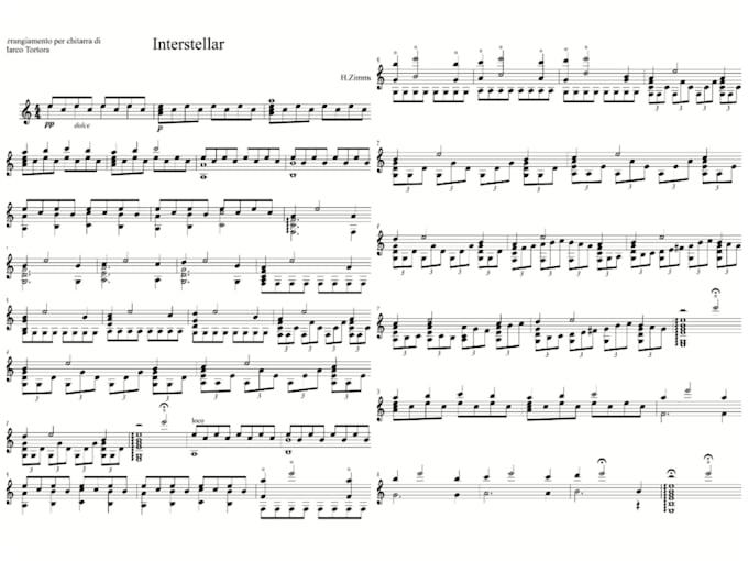 create a classical guitar score from your melody