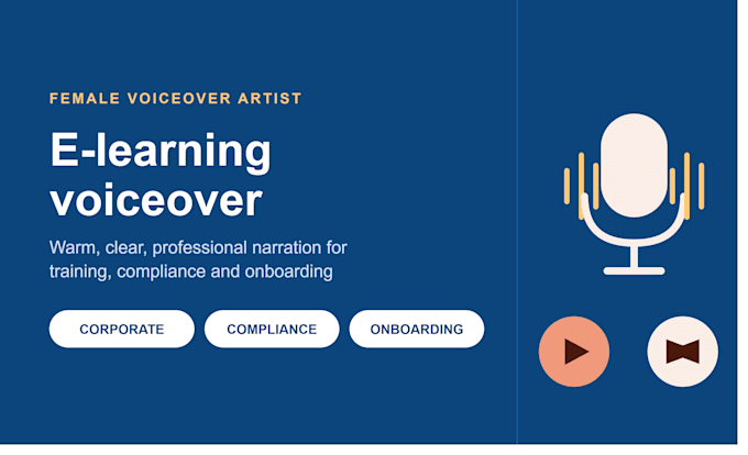 record a warm, female elearning, corporate training voiceover, narrations