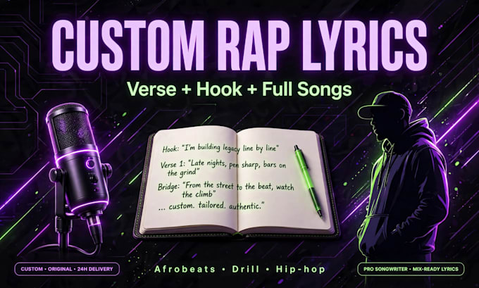 write custom rap lyrics verses and hooks for your song