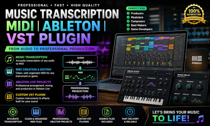 transcribe music to midi, create ableton and develop custom vst plugin