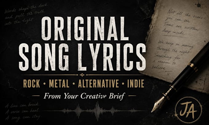 write original song lyrics for rock, metal and alternative