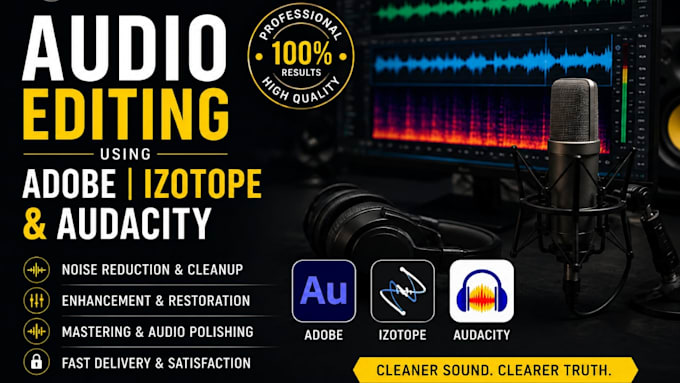 do audio editing using adobe audition, izotope rx11, podcast audio, do forensic