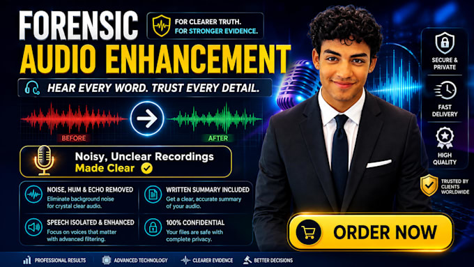 do forensic audio enhancement, audio cleanup, audio restoration, noise reduction