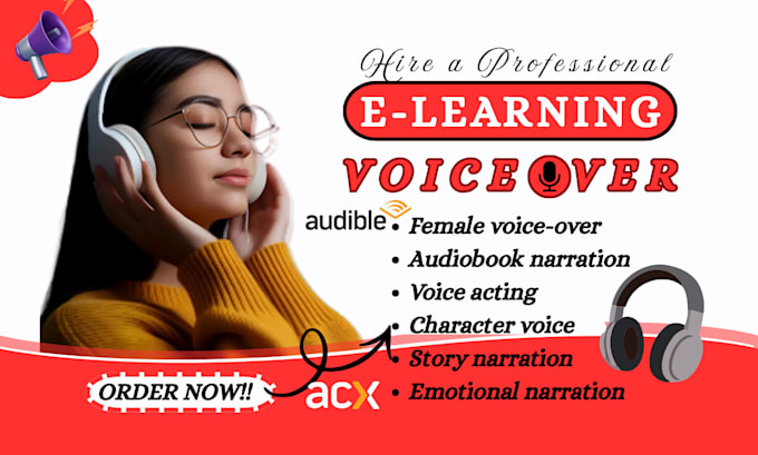 do emotional text audio female voiceover e learning course narration voice actor