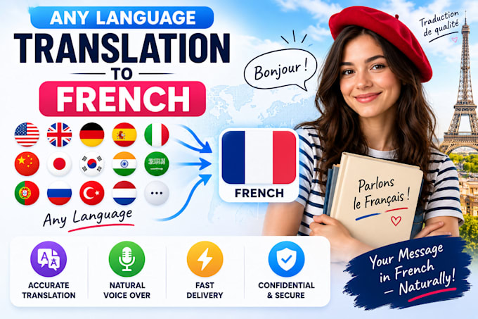 translate and make voiceover your content in french language