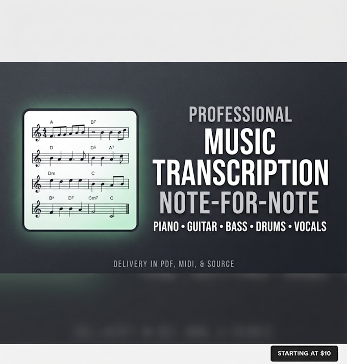 do professional music transcriptions and sheet music