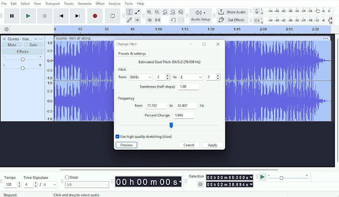 pitch shift audio for harmonic mixing and key correction