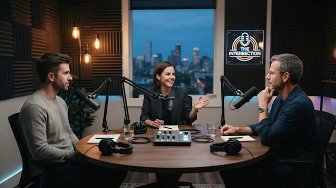 create a realistic ai podcast with hosts in any language