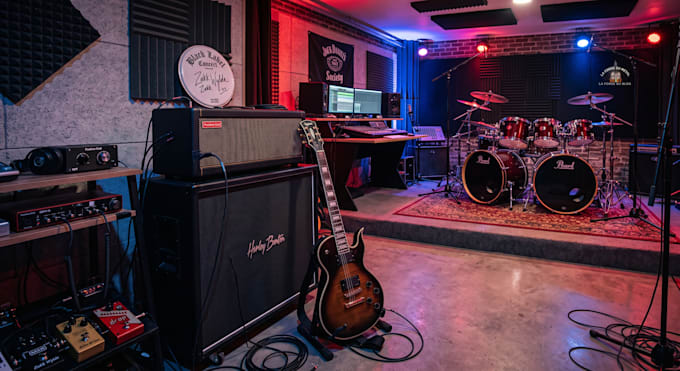 create a metal backing track, rhythm guitar or drums
