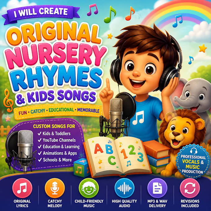 create educational songs for kids, abc, numbers and learning