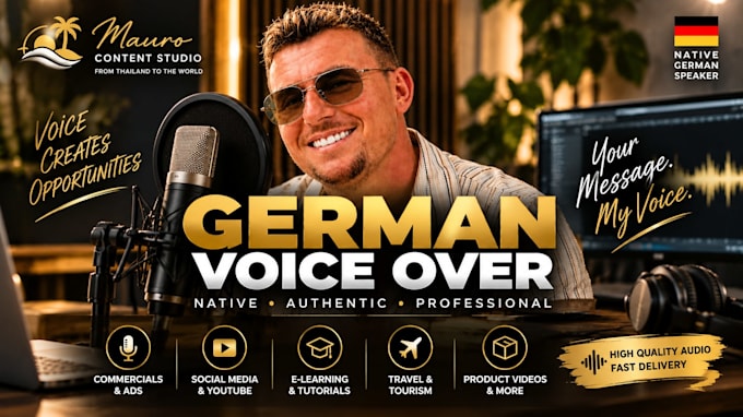 record a natural german voice over for your project