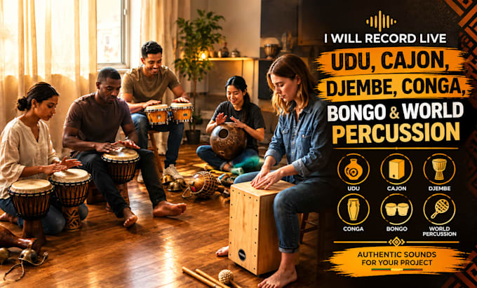 record live udu, cajon, djembe, conga, bongo and world percussion