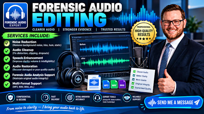 do forensic audio editing, noise reduction, voice isolation and enhancement