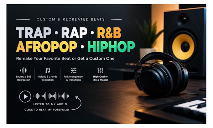 remake or make custom trap, rap, rnb, afropop, hiphop beats