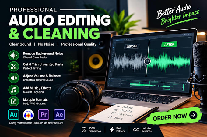 do professional audio editing and improve your audio