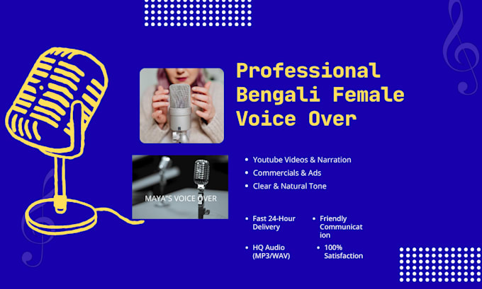 do professional female bengali voice over and narration