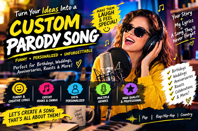 write a funny custom parody song with original lyrics for your big special event