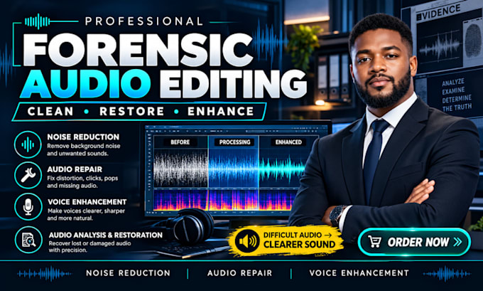 do forensic audio editing, cleanup, noise reduction and enhancement