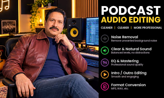 edit podcast audio, remove noise and echo, master for spotify