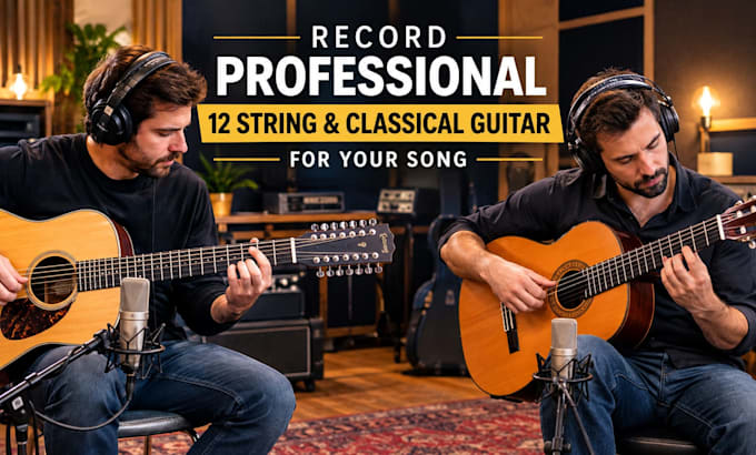 record professional 12 string and classical guitar for your song