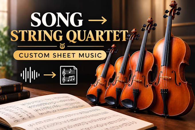 arrange your song or audio into custom string quartet sheet music PDF notation