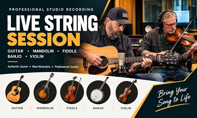 record guitar, mandolin, fiddle, banjo, and violin for your track