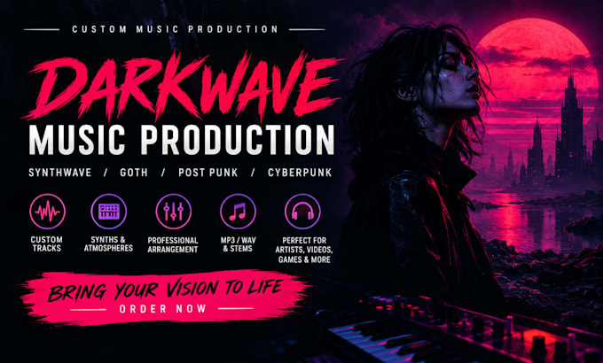 produce darkwave music, synthwave, goth and post punk tracks
