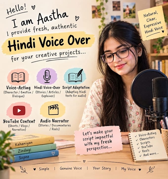 record an expressive and emotional hindi voice over