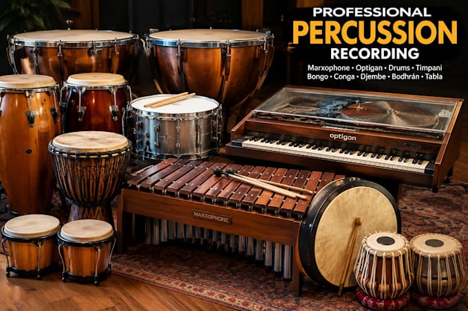 record marxophone optigan marching snare timpani bongo conga djembe bodhrán