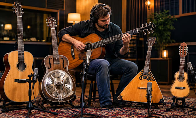 record live baritone, resonator guitar, balalaika and charango